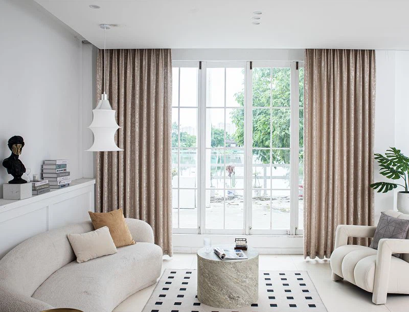 Geborsteld jacquard gordijnstof