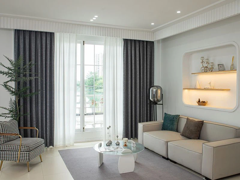 Kationisch geborsteld jacquard gordijnstof