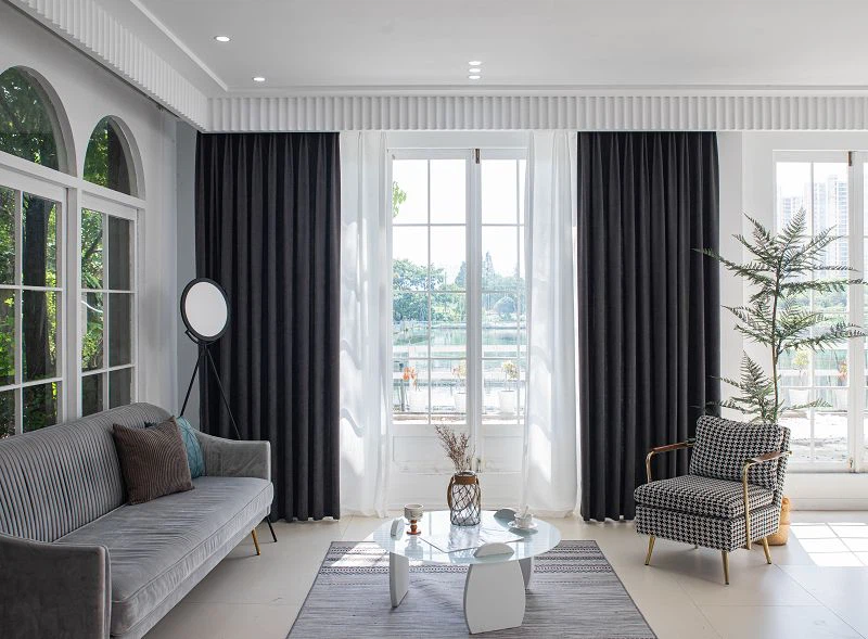 Effen effen geborstelde gordijnstof