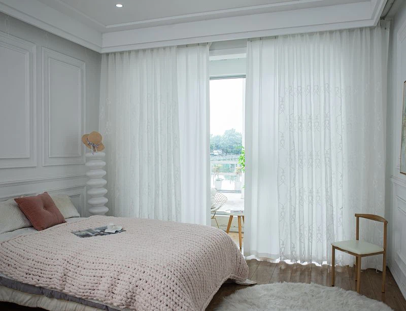 Zonresistente anti-snag Europees kant geborduurd raamscherm