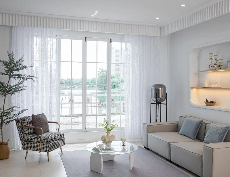 Warp gebreide massief raamscherm